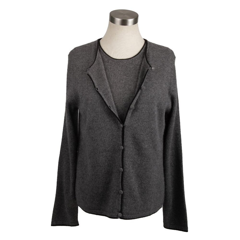 Croft & Barrow 100% Cashmere Twin Set Gray Tank Top and Cardigan Sweater Medium